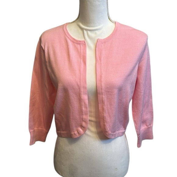 Lilly Pulitzer Cropped Cardigan in Pink, 3/4 Sleeve Women’s Size Large - Picture 1 of 9